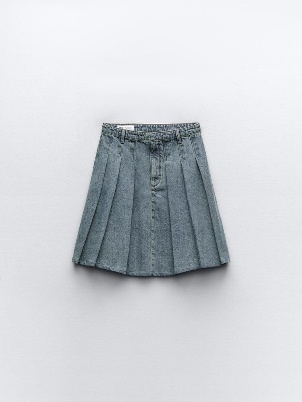 Zara Pleated Denim Mini Skirt - Blue
